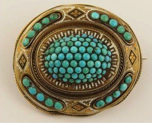 turquoise set brooch