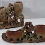 Oriental soapstone brush pots