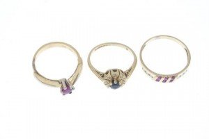 three gem-set rings