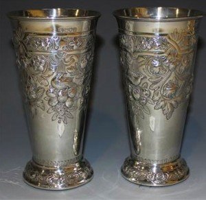 silver vases