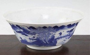 blue and white bowl,