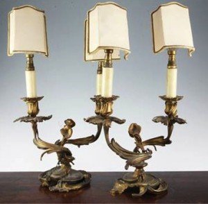 two branch table lamps