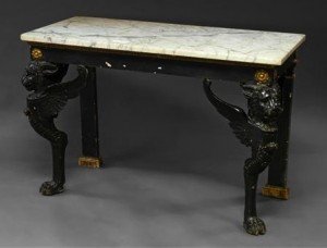 carved wood console table