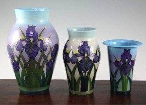 Three Iris pattern vases
