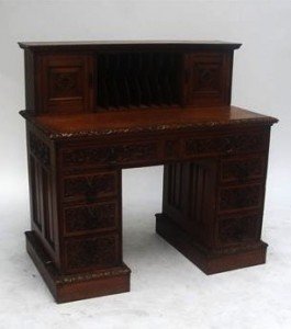 carved oak kneehole desk