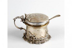 silver drum mustard pot