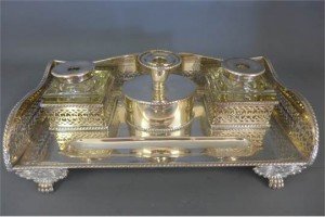 silver plated desk stand