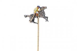 enamel horse and polo player stickpin