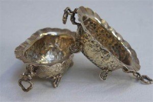 Victorian chased silver salts