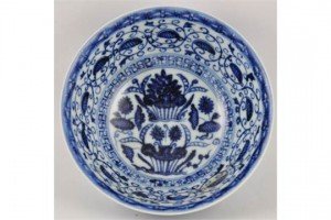 blue and white bowl