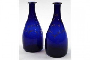 blue glass decanters