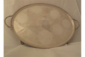 silver two handled tray