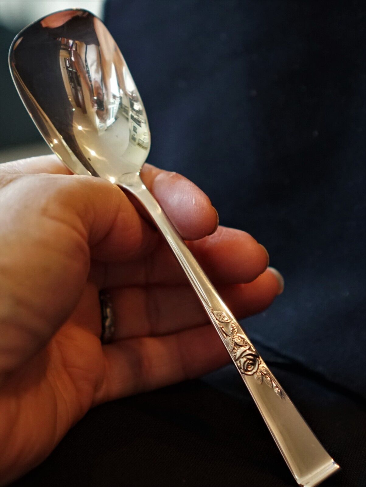 Reed & Barton CLASSIC ROSE Sterling Silver Sugar Spoon 6" Long
