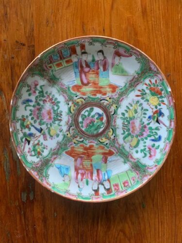 EARLY 19TH CENTURY CHINESE EXPORT PORCELAIN ROSE MEDALLION PLATE GILT NR