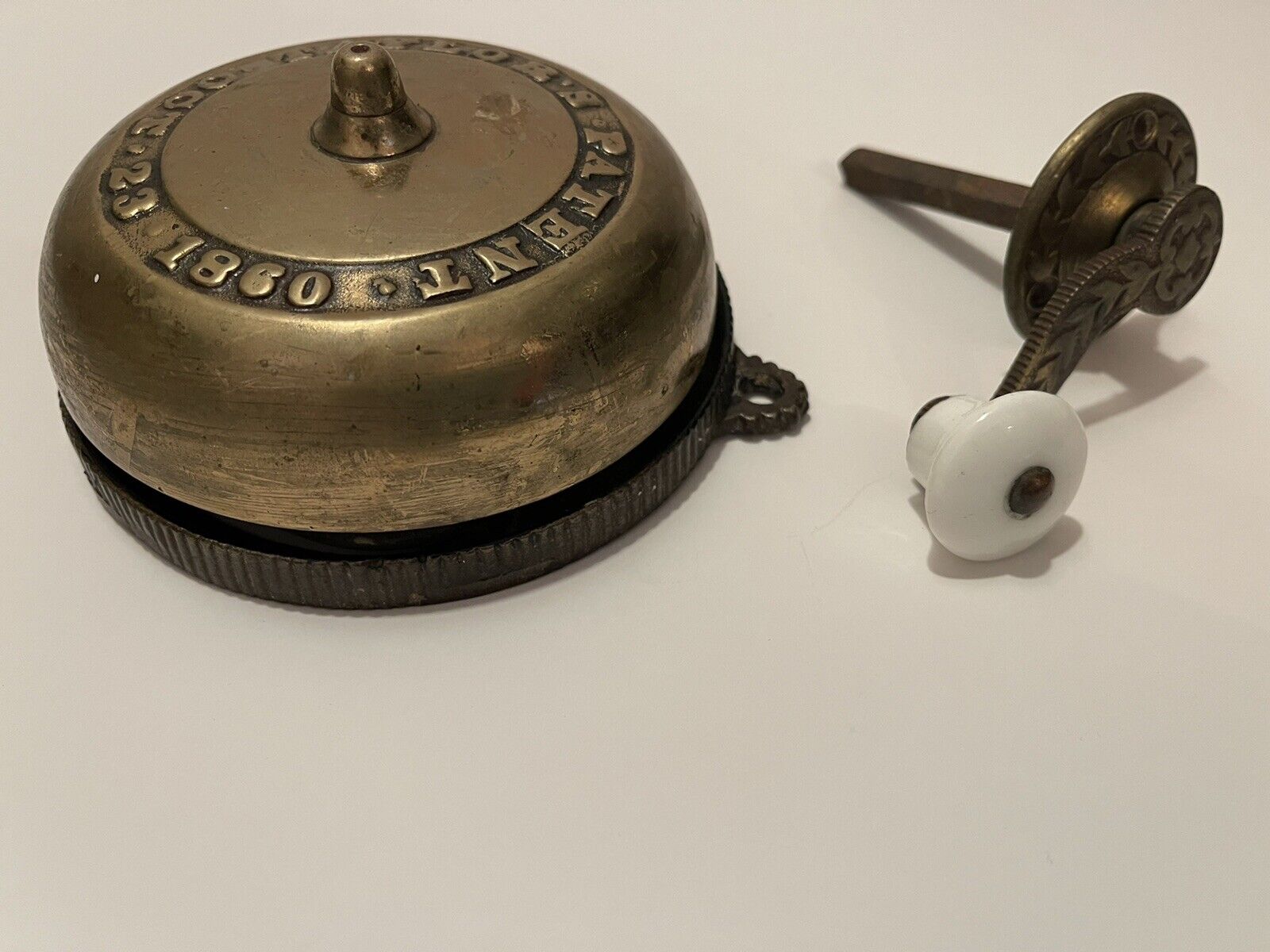 Rare! Antique Taylor’s Patent 1860 Civil War Era Vintage Brass Doorbell.