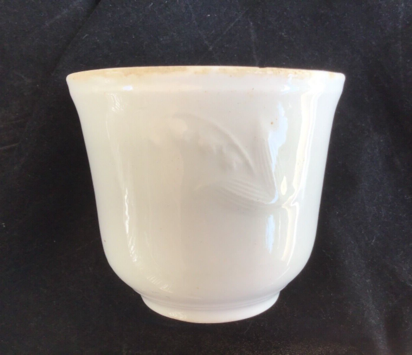 Antique James Edwards & Son Dalehall White Ironstone Pottery Handleless Cup LILY