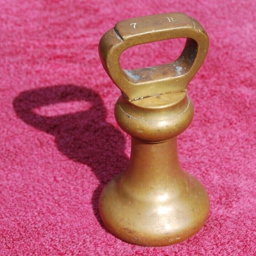 Vintage 7lb 7 pound brass bell weight last assessed in inter war 7 inches tall