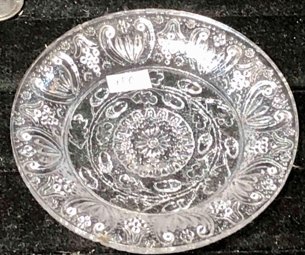 Rare Antique Pressed Flint Glass Cup Plate, LR 100, Union Glass Philadelphia