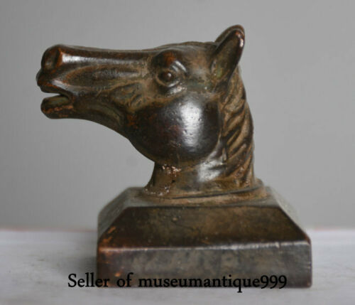 1.6" Ancient China Old Bronze Dynasty Animal Horse Head imperial Seal Signet