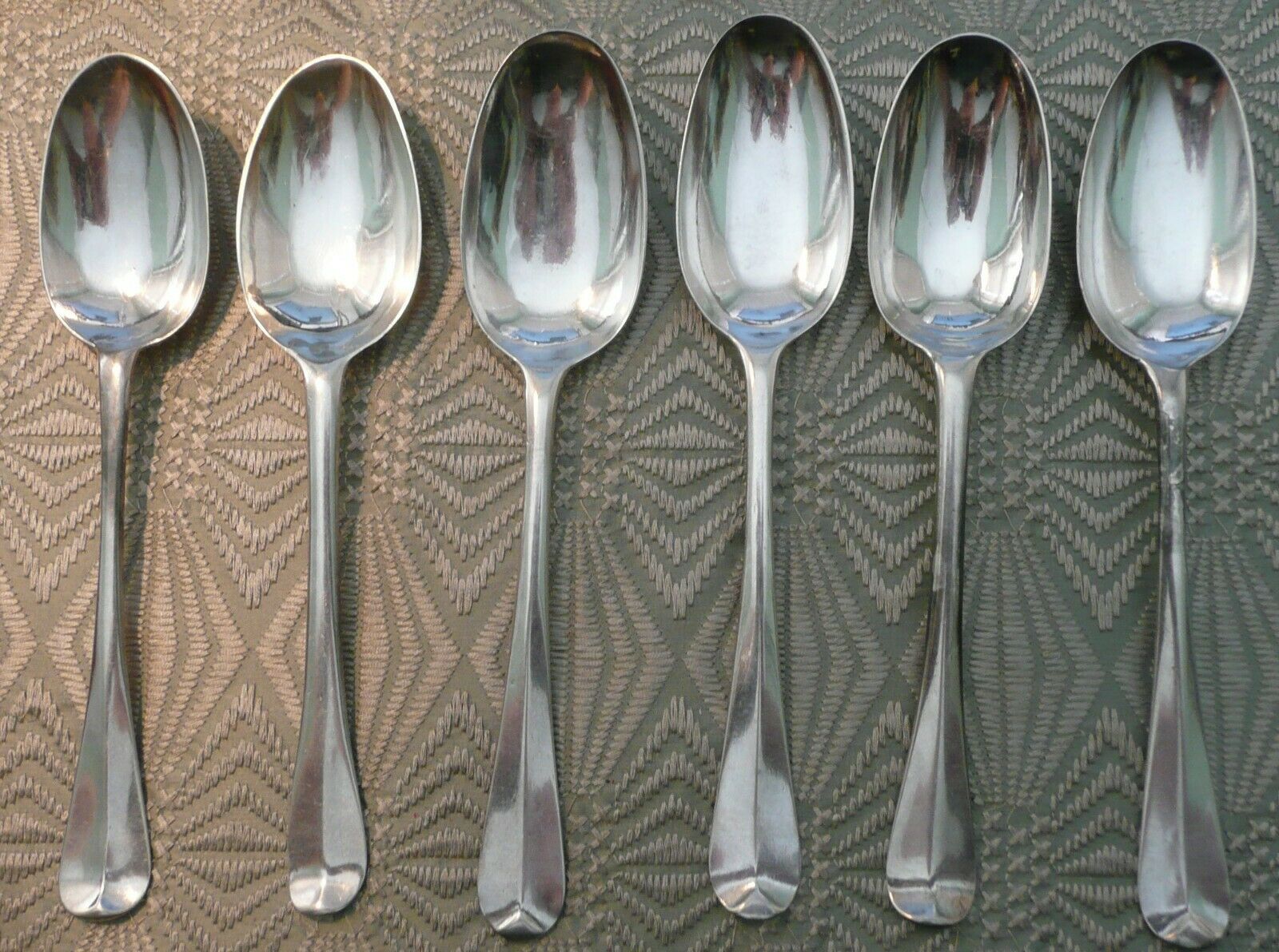 Six George I Solid Silver Rat Tail Spoons by Isaac Dalton, London 1716