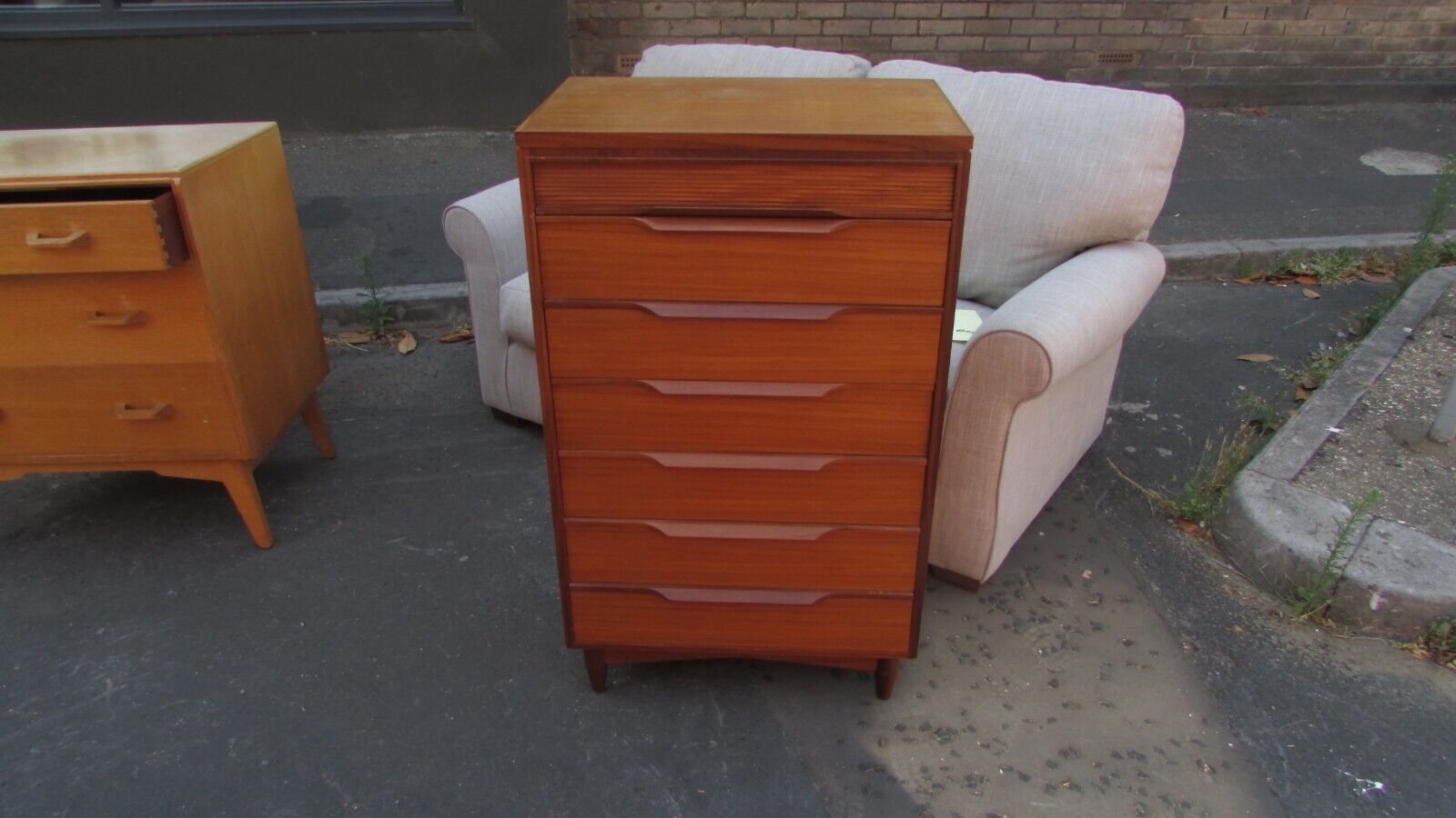 vintage white and newton tallboy chest of drawers mid century design