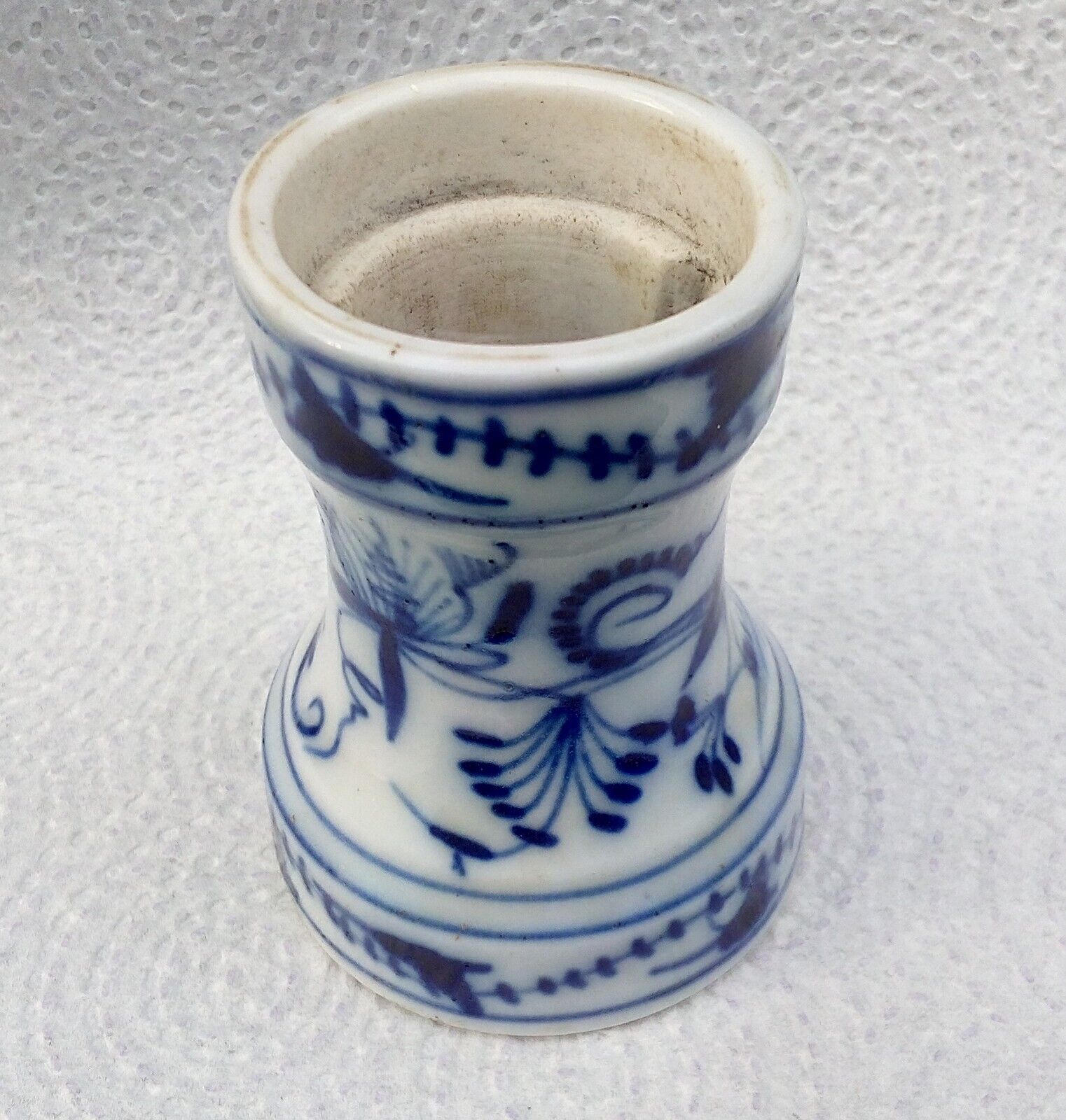 Vintage Antique Flow Blue White Onion Pattern Porcelain Light Fitting
