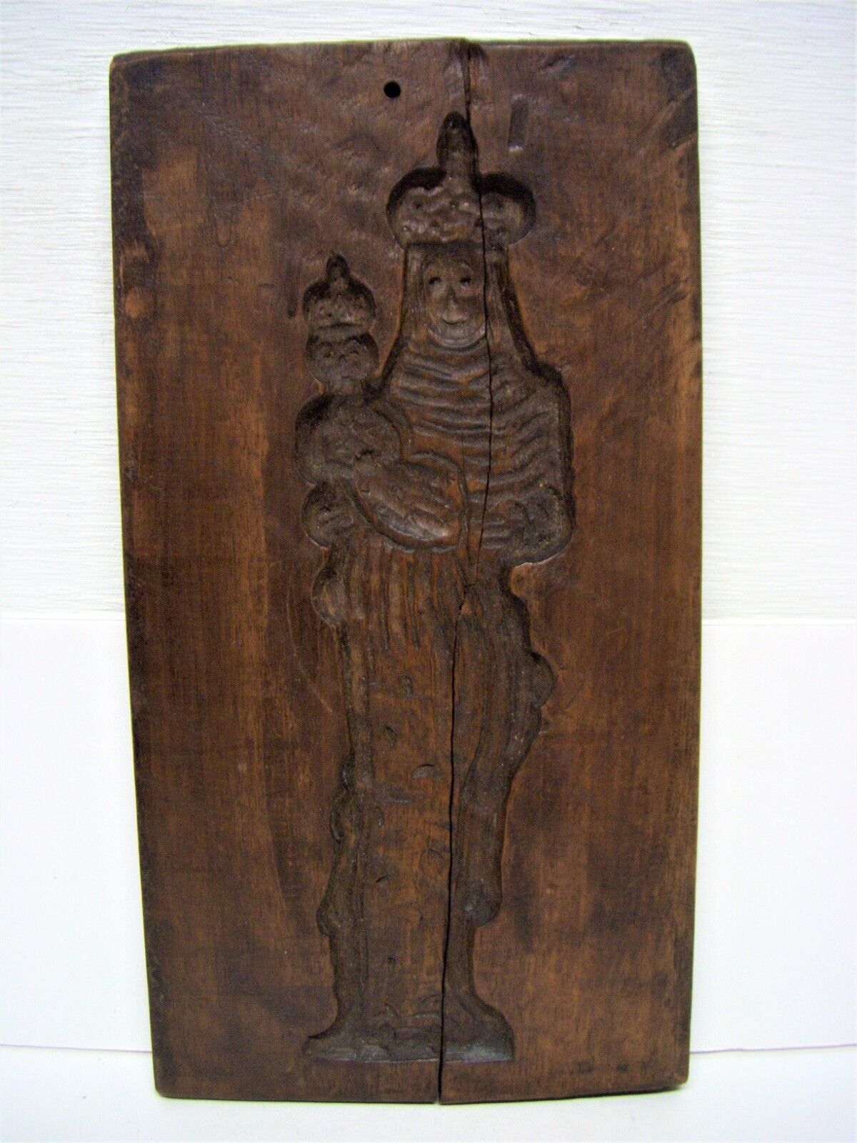 Antique Hand Carved Wooden Candy/Cookie Mold - Mary & Baby Jesus w/ Crowns