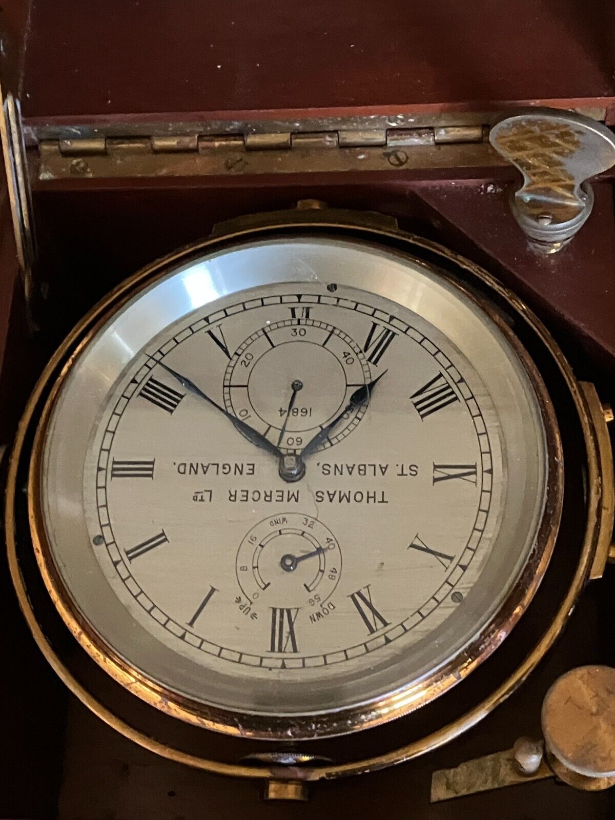 Antique gimbaled SHIPS CHRONOMETER (Clock)Thomas Mercer Ltd England with Case
