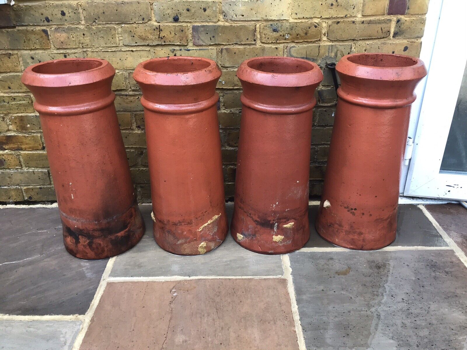 4 terracotta victorian chimney pots