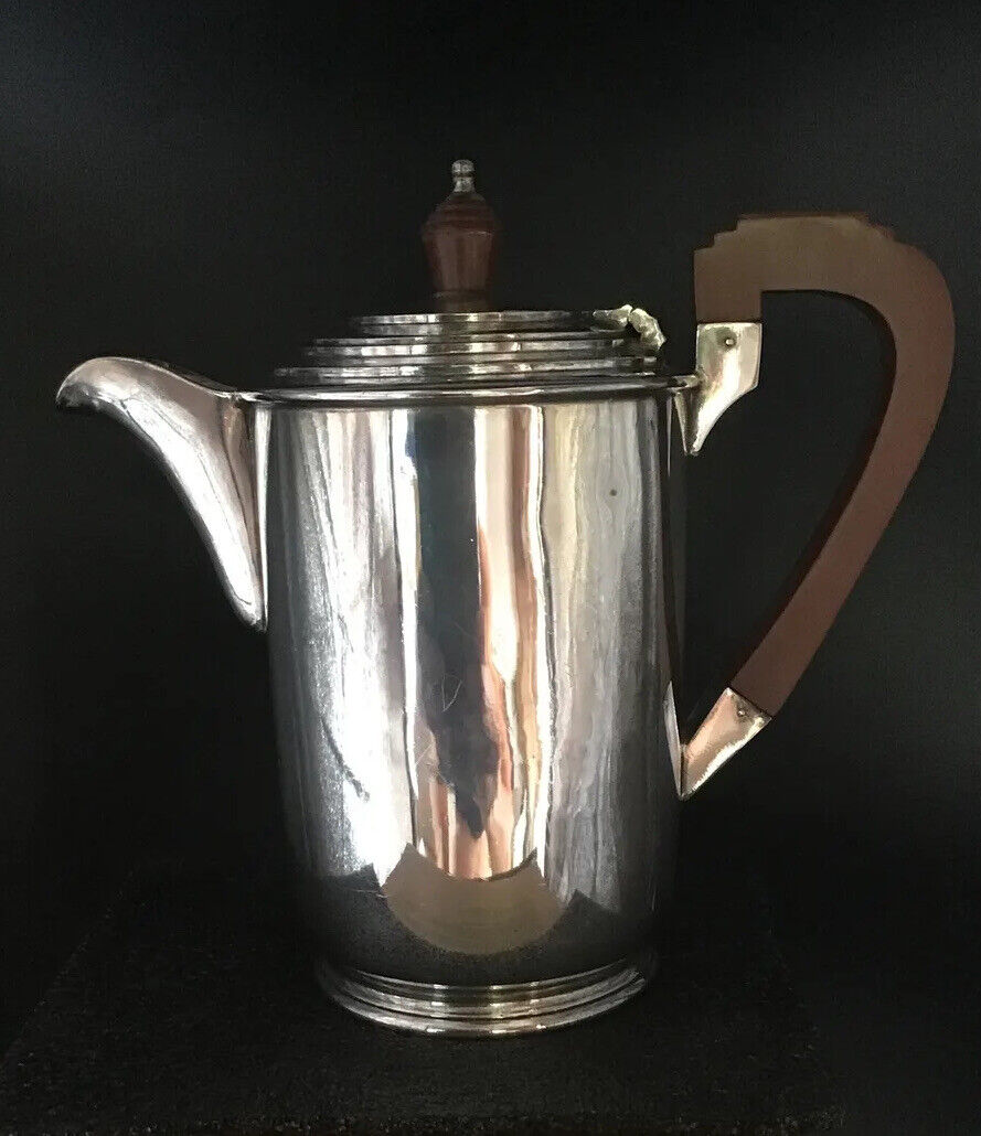 Art deco tea/ coffee/ water pot, walker & hall brown bakelite handle