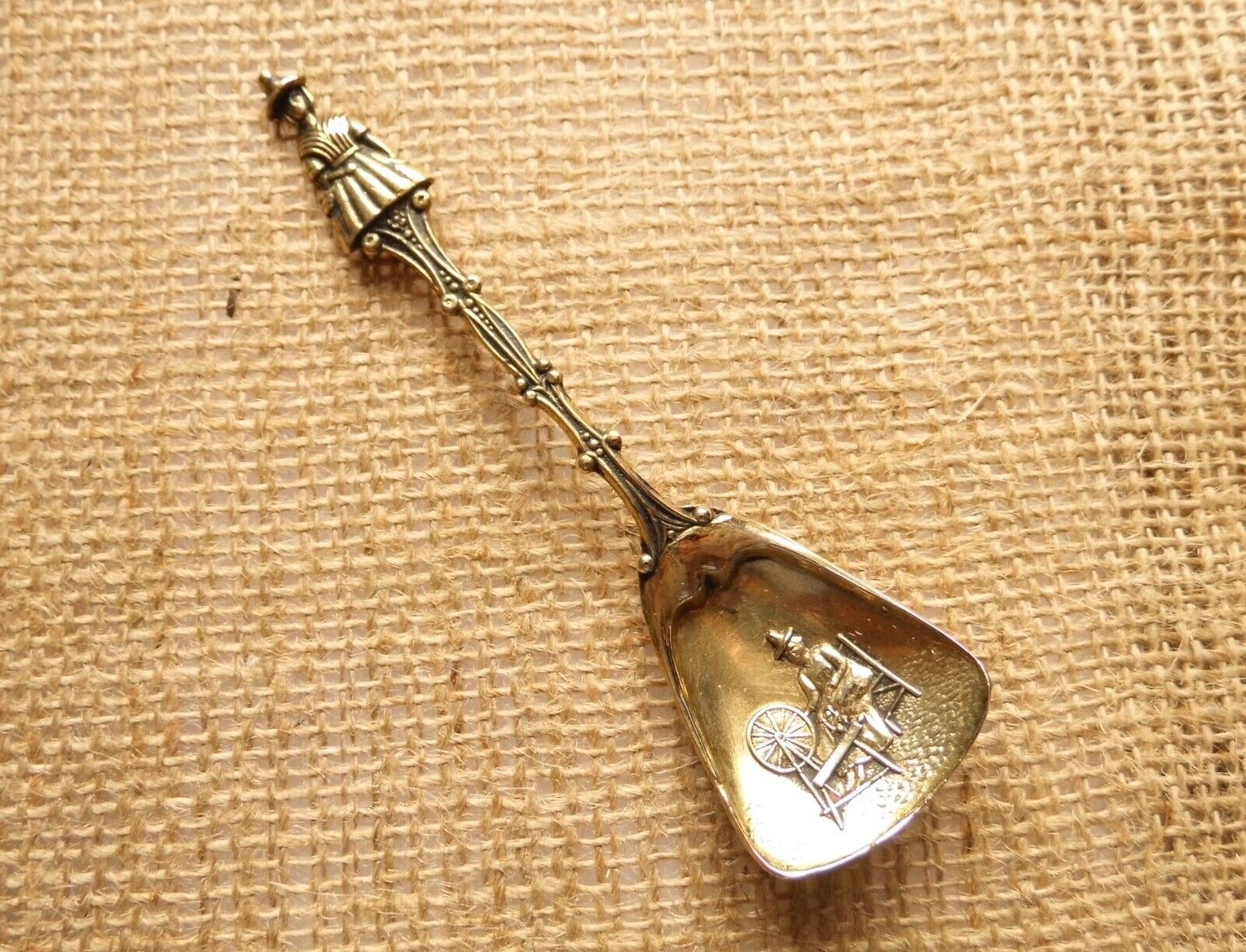 Vintage Solid Brass Welsh Lady Tea Caddy Spoon