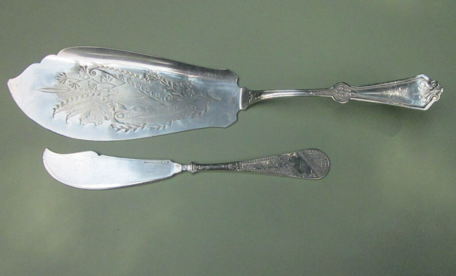 Antique/Collectible Aesthetic Movement Silverplate Fish Server & a Fruit Knife