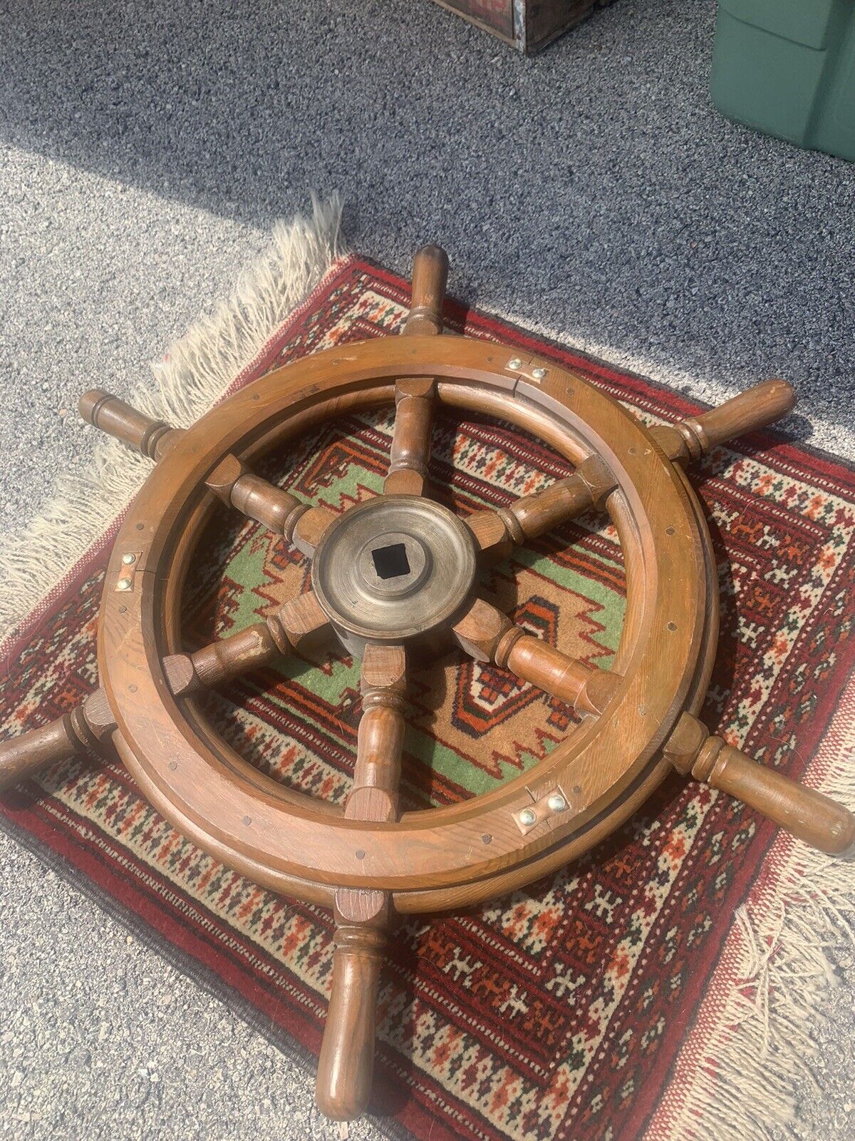 24" Nautical Wooden Ship Steering Wheel Pirate Décor Handmade Vintage Wall Boat