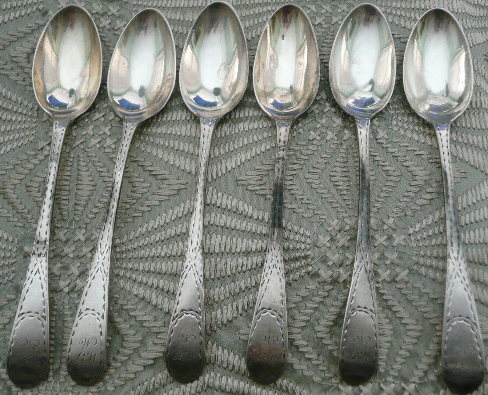 Six Silver Teaspoons believed to be by Alexander Gardener, Edinburgh circa 1786