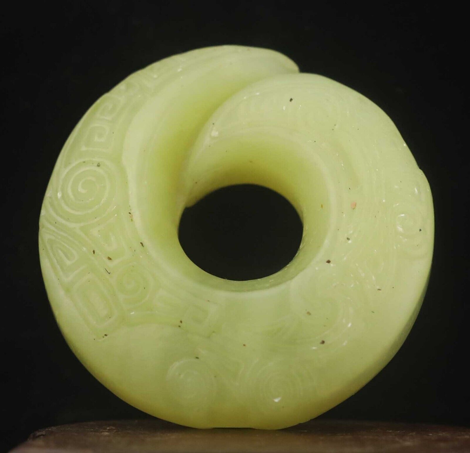 Chinese old natural jade hand-carved statue flower pendant