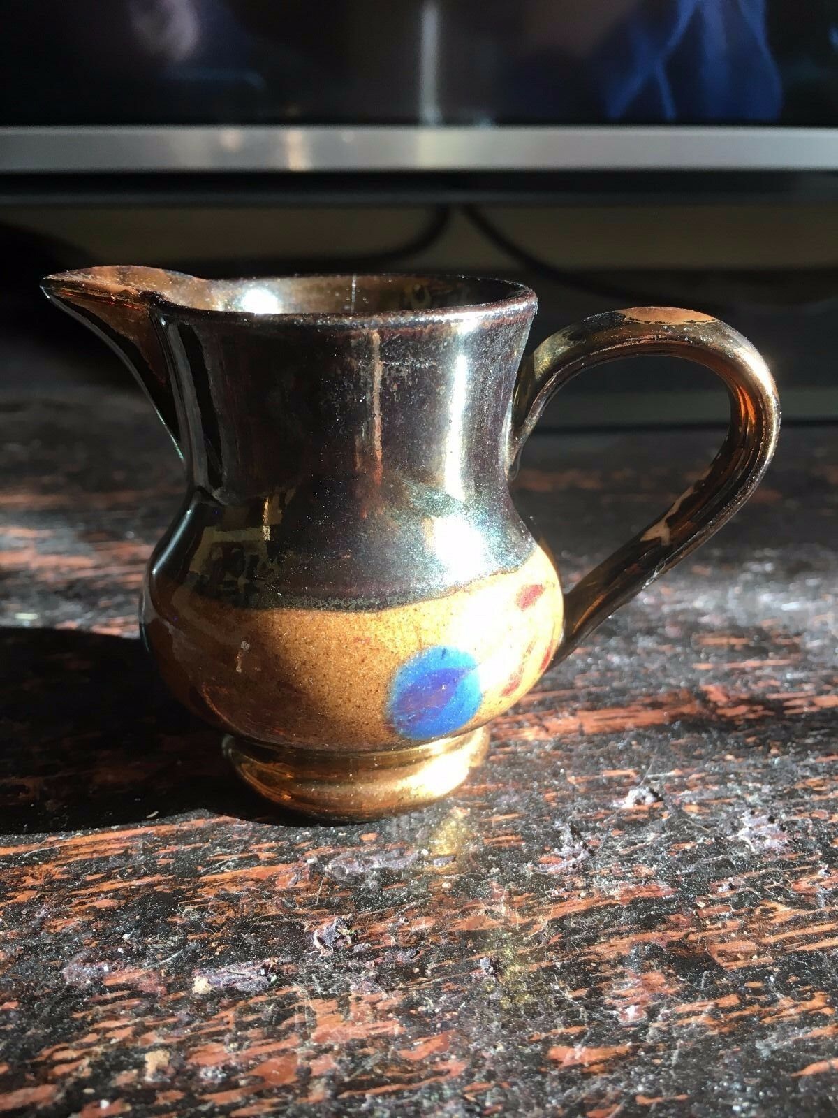 small antique 19th century copper lustre jug