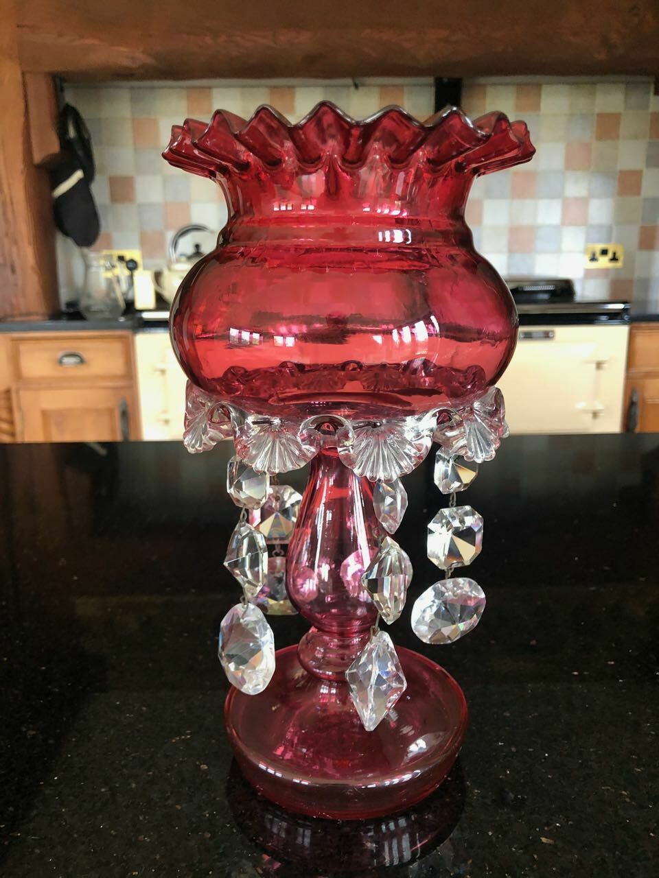 Victorian Cranberry Glass Lustre