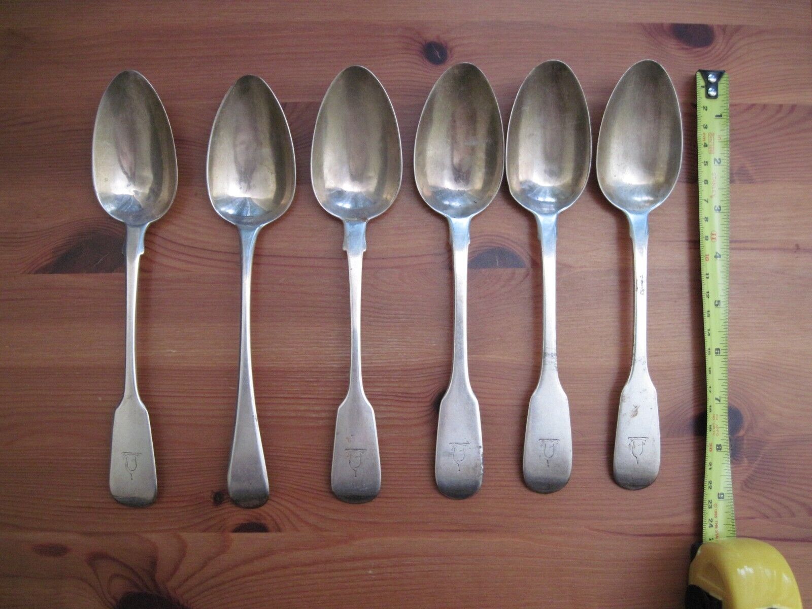 6 Harlequin set Georgian/William IV Silver Table Spoons All London H/M