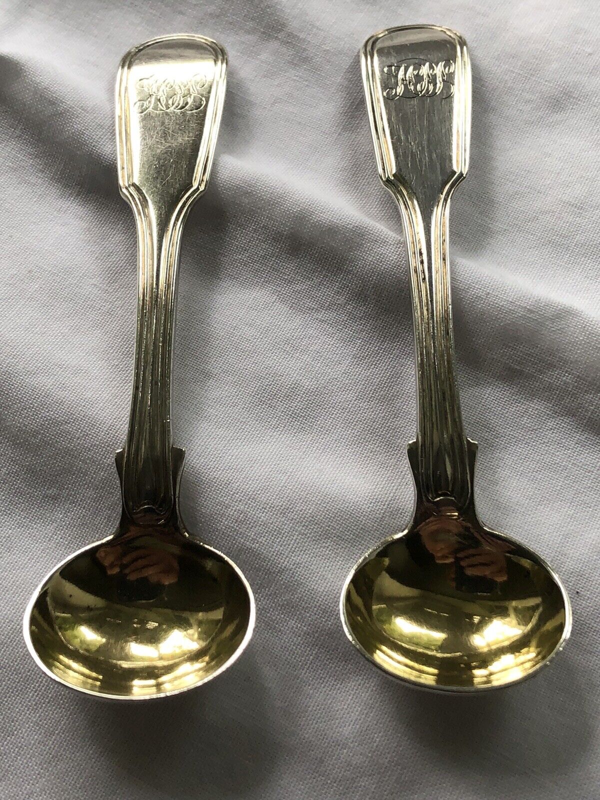 George IV Large Pair of Solid Sterling Silver Mustard/Salt Spoons Edinburgh 1826