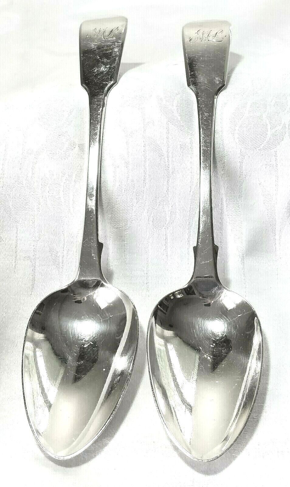 Pair George IV Sterling Silver Table Spoons 143.7grs Hallmark London 1826 tshl