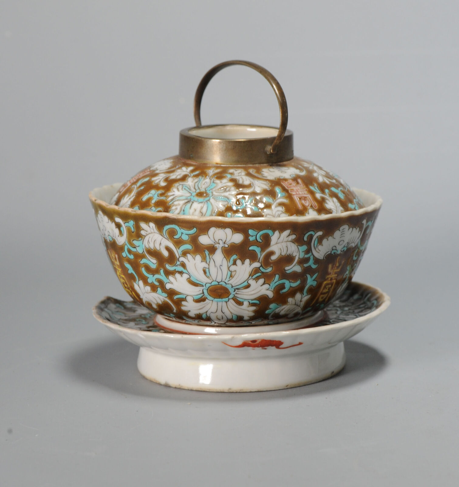 Antique Chinese 19C Porcelain Lidded Bowls Gaiwan Straits Peranakan SE Asia m...