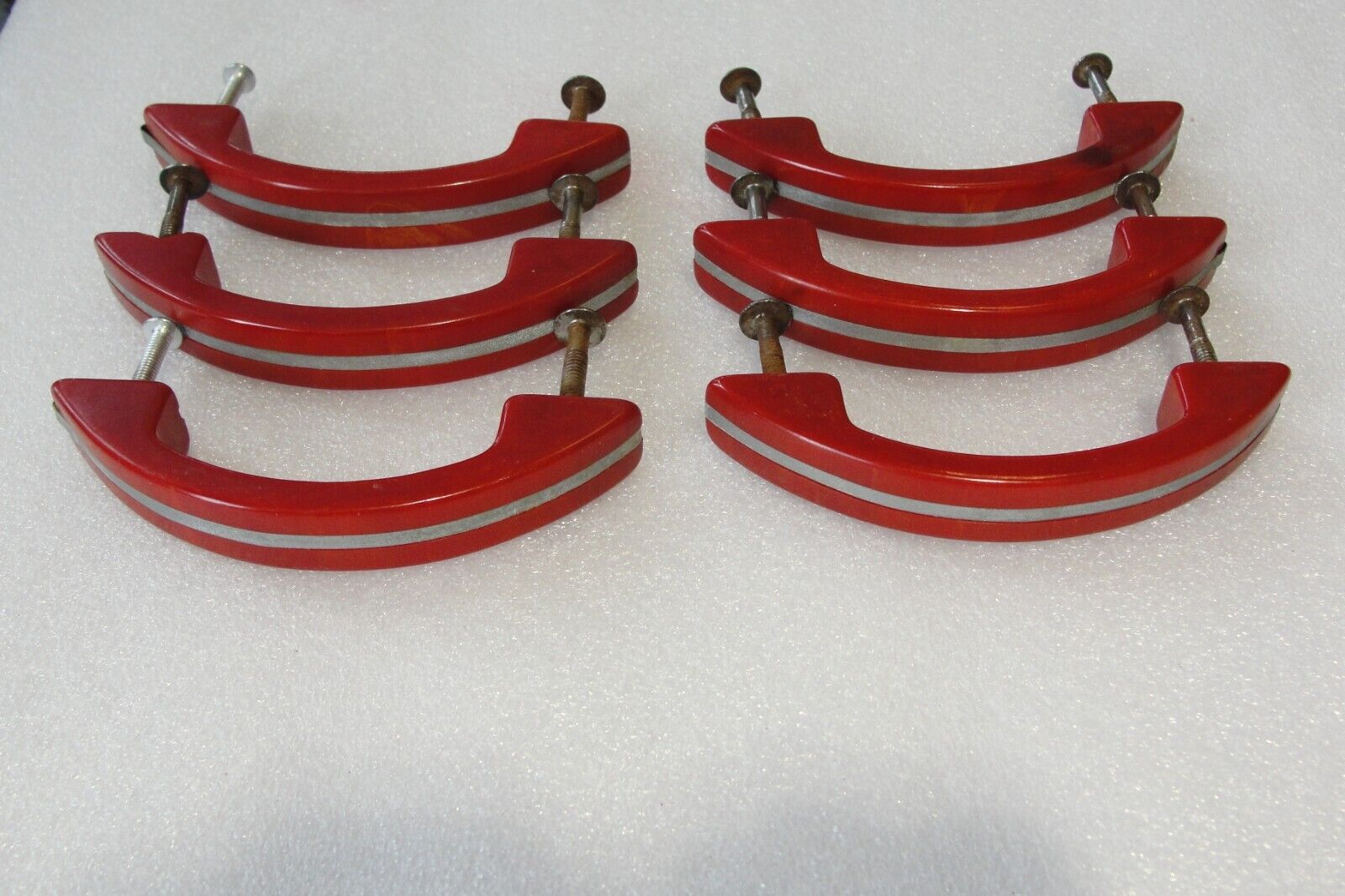 Vintage Red Bakelite Drawer Pulls (6)