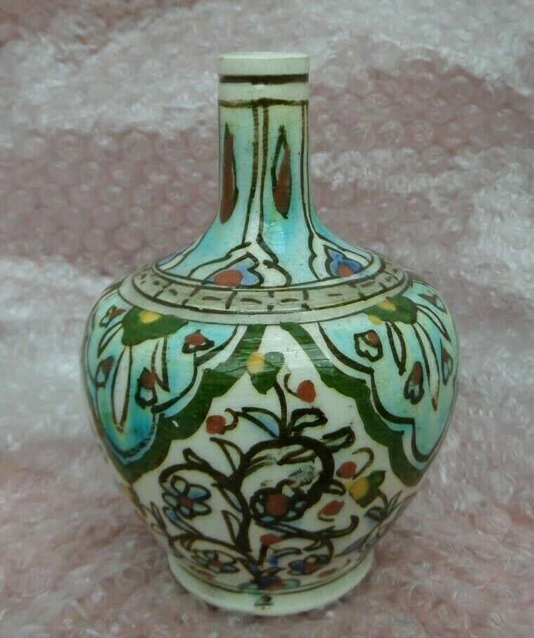 Antique Iznik Glaze Islamic Persian Hand painted  ceramic Vase
