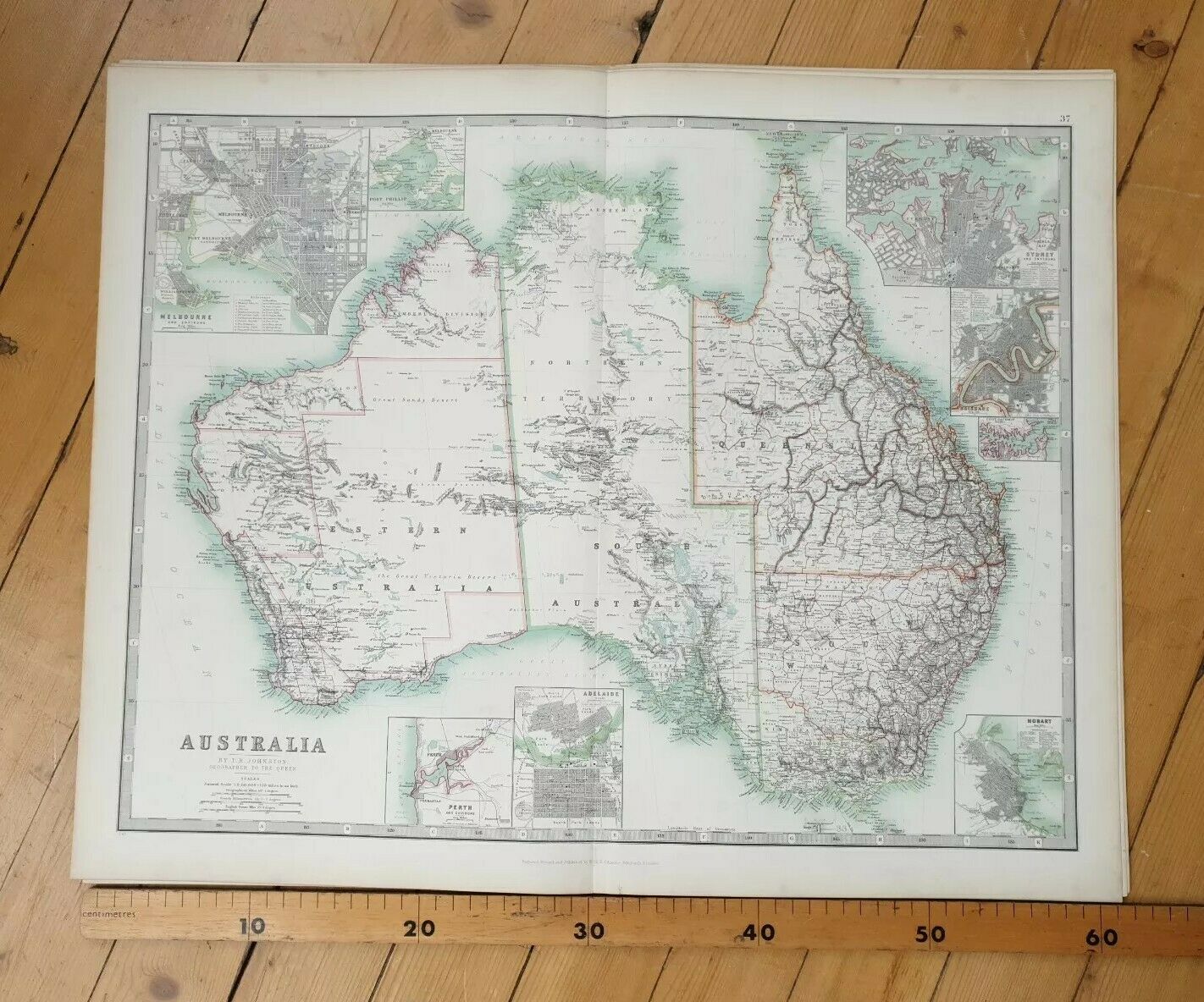 Australia 1898 Victorian Map Keith Johnston's Royal Atlas Antique