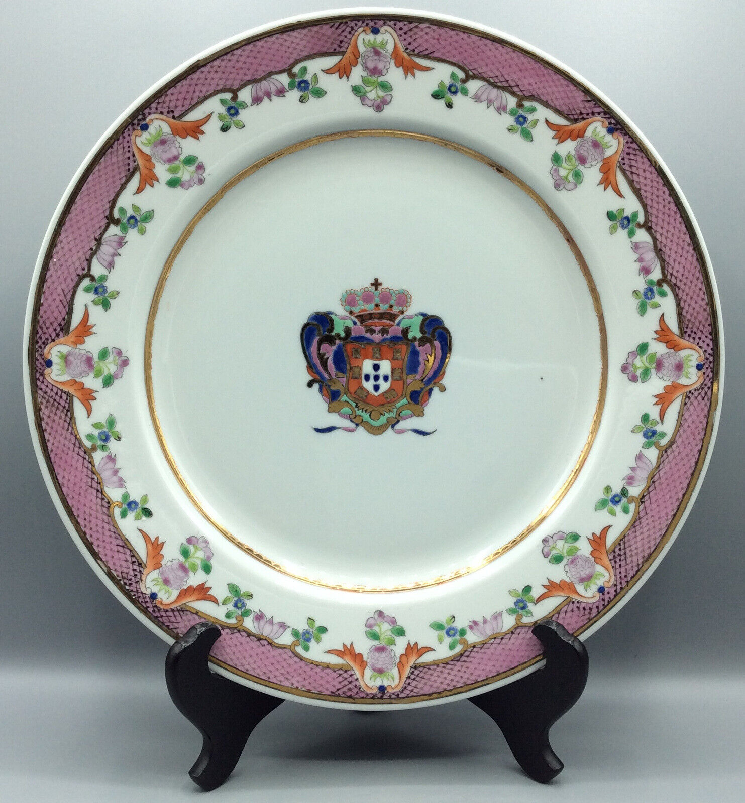 Vintage Chinese Armorial Famille Rose large Plate