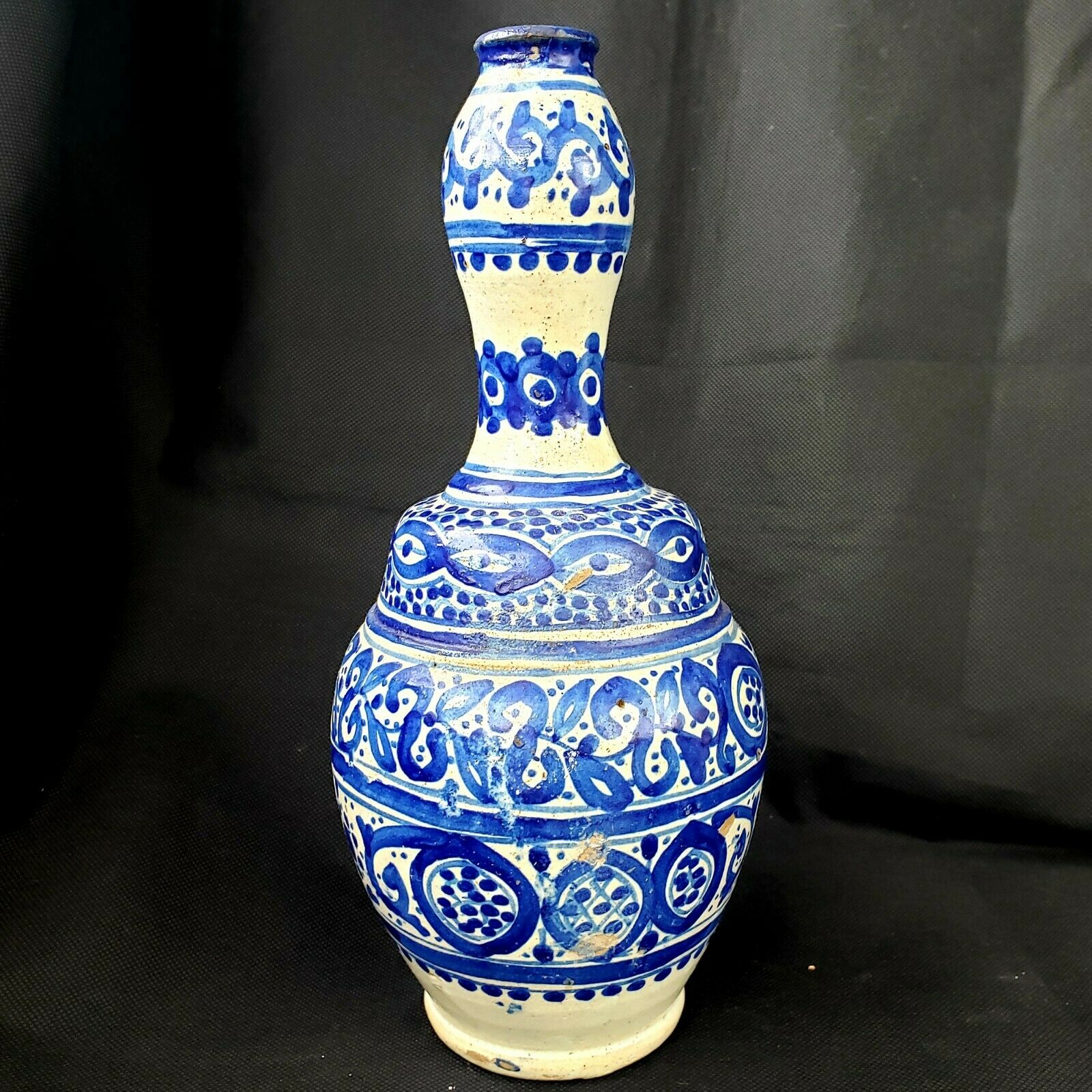 Large Antique Delft Gourd Vase ~ Tin Glaze Circa 18th Century