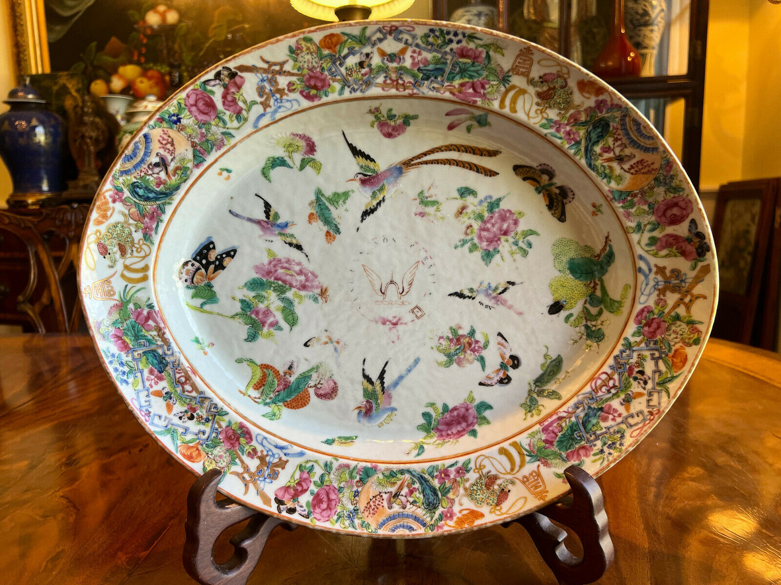 A Rare Chinese 19th C Famille Rose Armorial Platter.