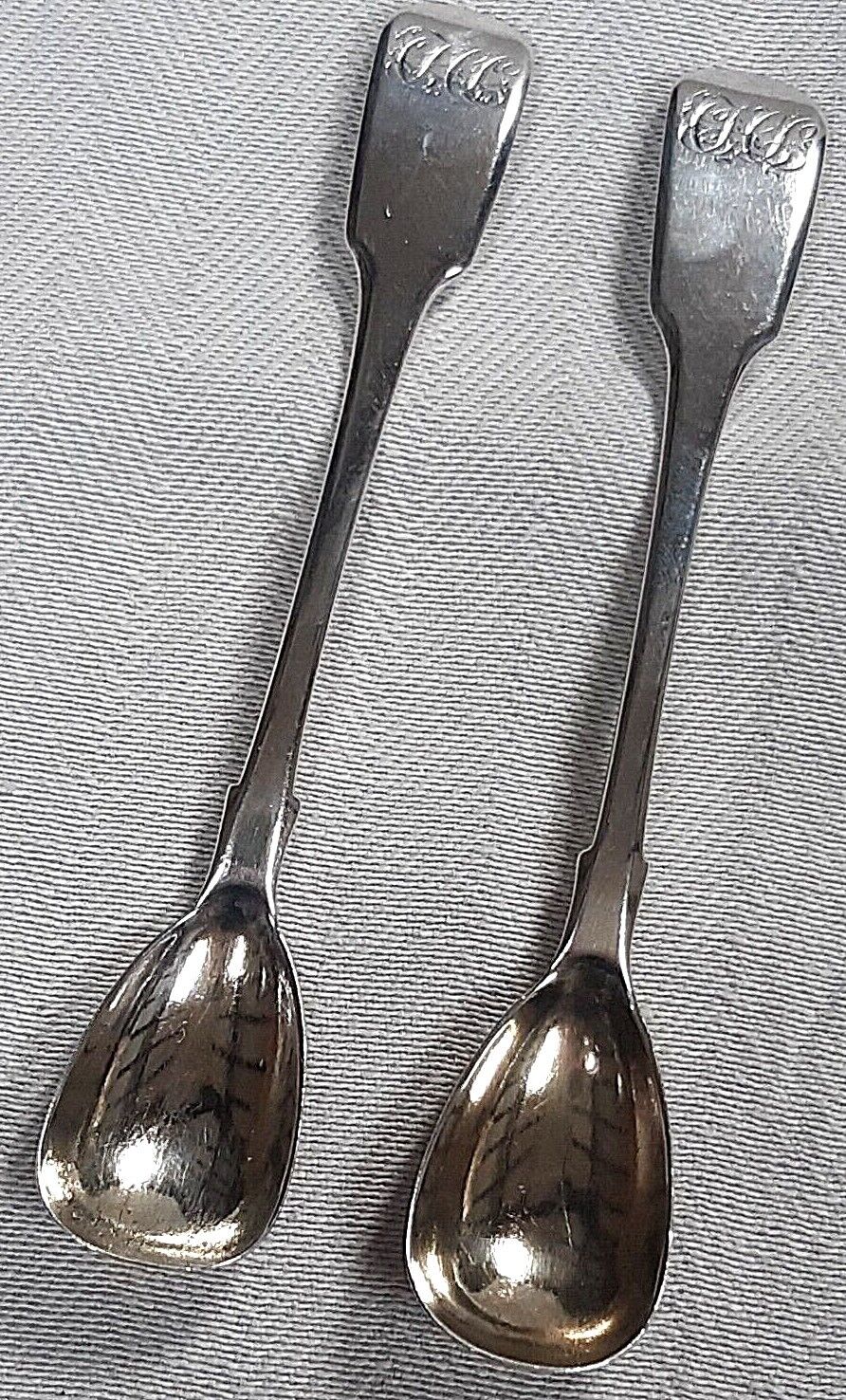 Fabulous Pair of William IV Exeter Sterling Silver Mustard Spoons Bristol 1833