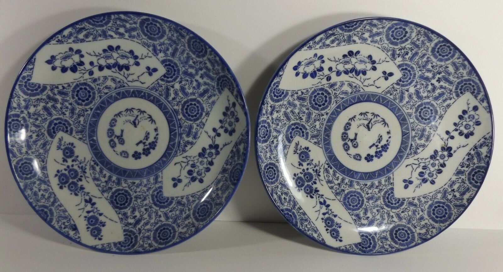 Pair Of Excellent Antique Chinese Blue & White Charger Plates 11-1/4" x 1-3/4”
