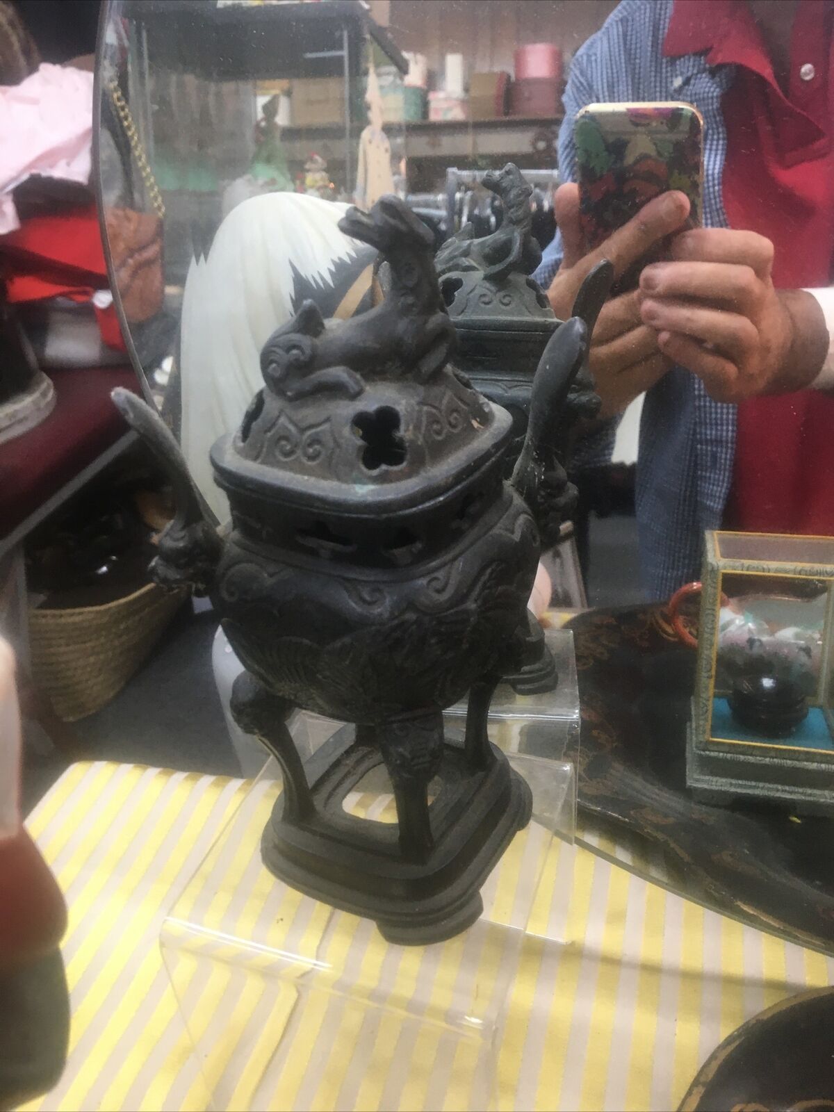 vtg bronze Chinese incense burner